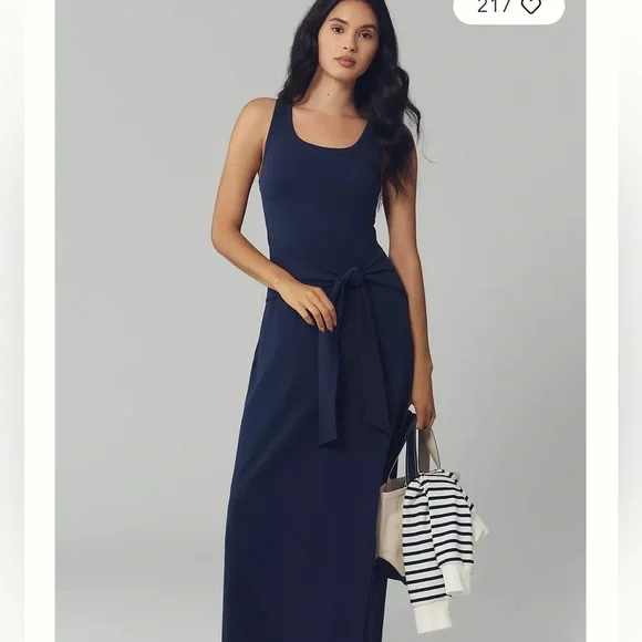 NWT Anthropologie x LSPACE Tie-Waist Blue Maxi Dress Sz M - Picture 1 of 10